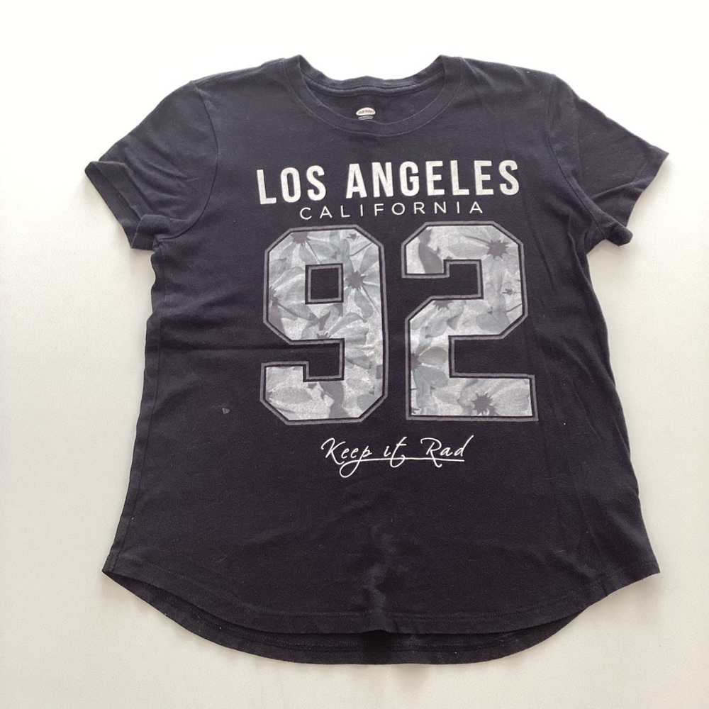 BOGO 🥳 Old Navy Black & White Short Sleeve Tee | girls L 10/12 | Los Angeles